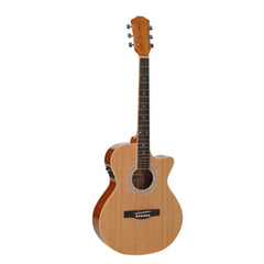 Havana Electro Acoustic Guitars Natural Havana 39inch Cutaway Electro Acoustic Guitar with 5 Band EQ & GT-3 Tuner