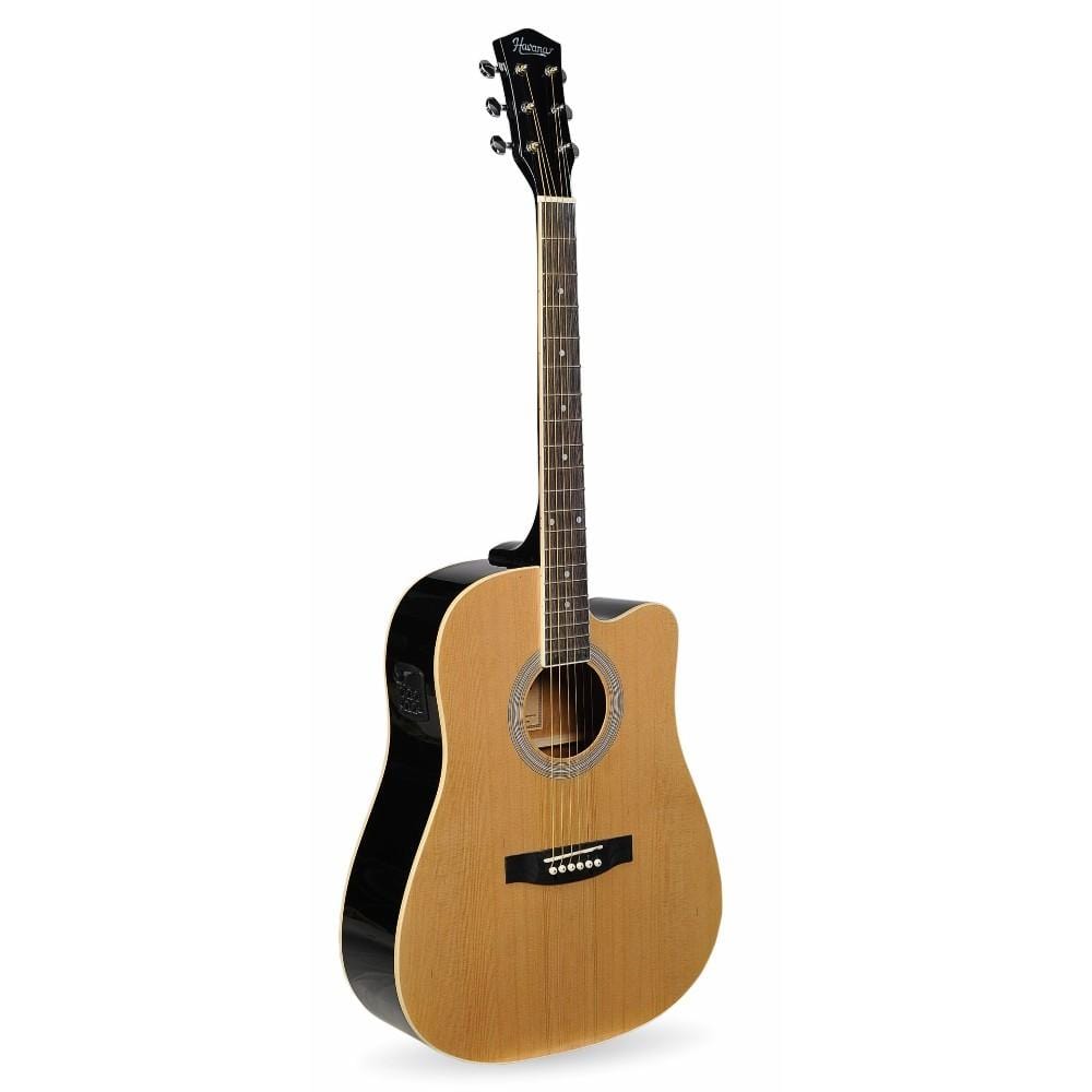 havana electro acoustic guitars natural havana aag-41 41" jumbo cutaway acoustic guitar with 5 band eq & gt-3 tuner #color_natural