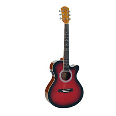 Havana Electro Acoustic Guitars Red Burst Havana 39inch Cutaway Electro Acoustic Guitar with 5 Band EQ & GT-3 Tuner