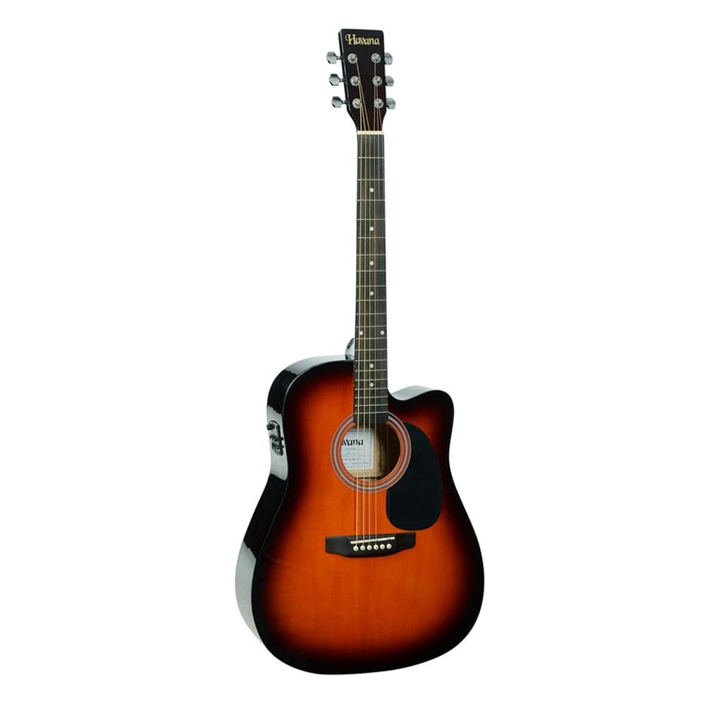 havana electro acoustic guitars sunburst havana 41-inch cutaway electro acoustic guitar with 5 band eq & gt-3 tuner