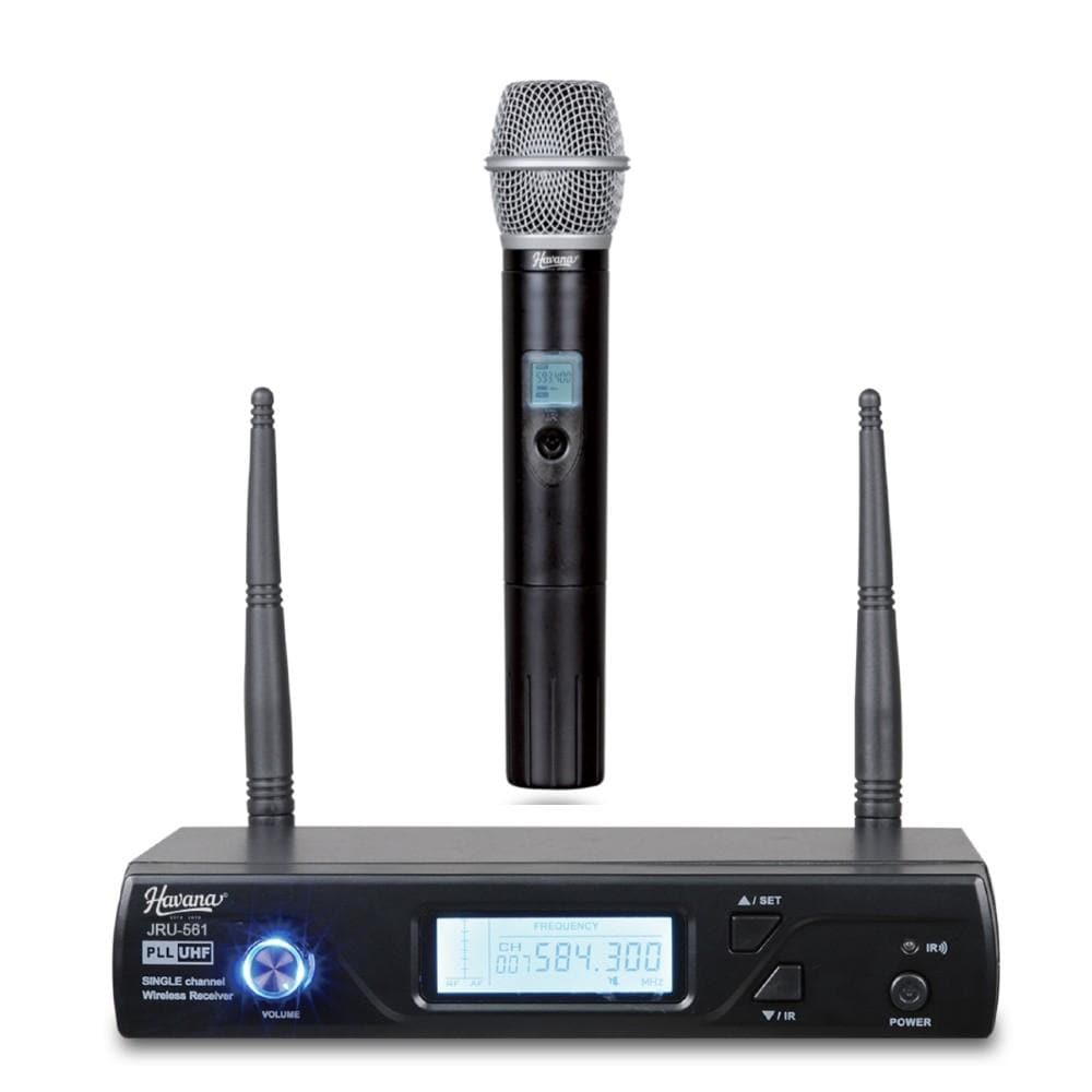 havana wireless systems havana jru-561 uhf single channel wireless receiver & ht-51c handheld wireless microphone system