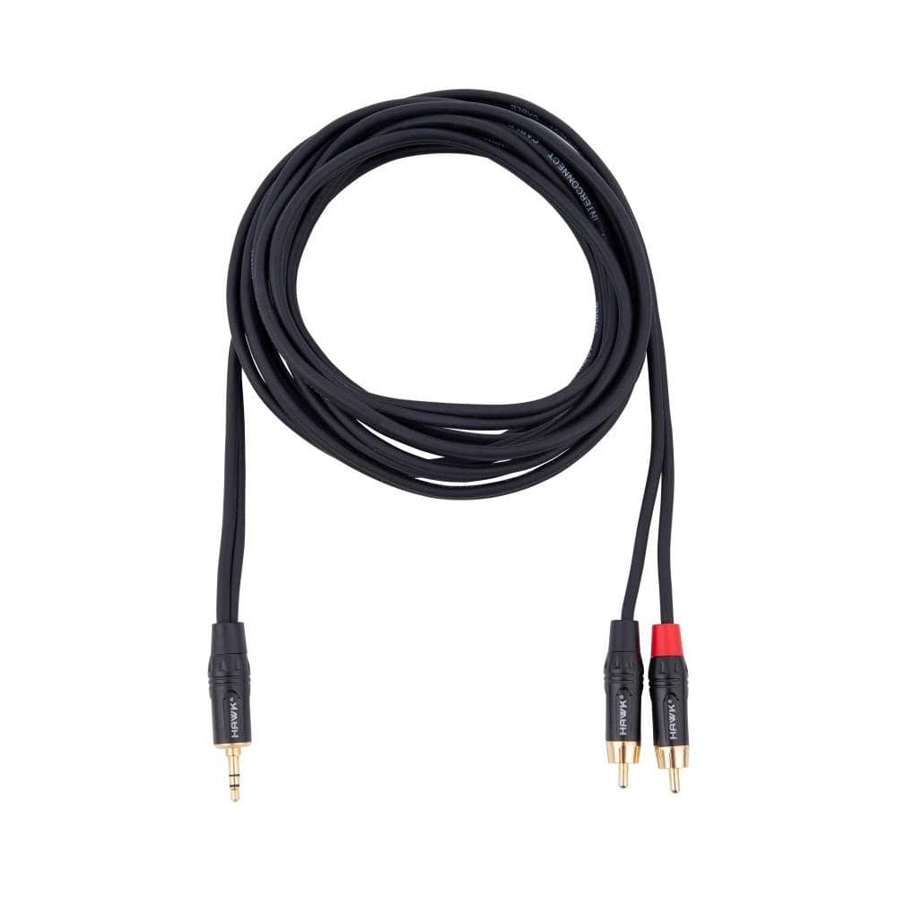 hawk cables and connectors 3 meters hawk proaudio tmrlu03 utility series 3.5mm trs male to dual rac male y cable