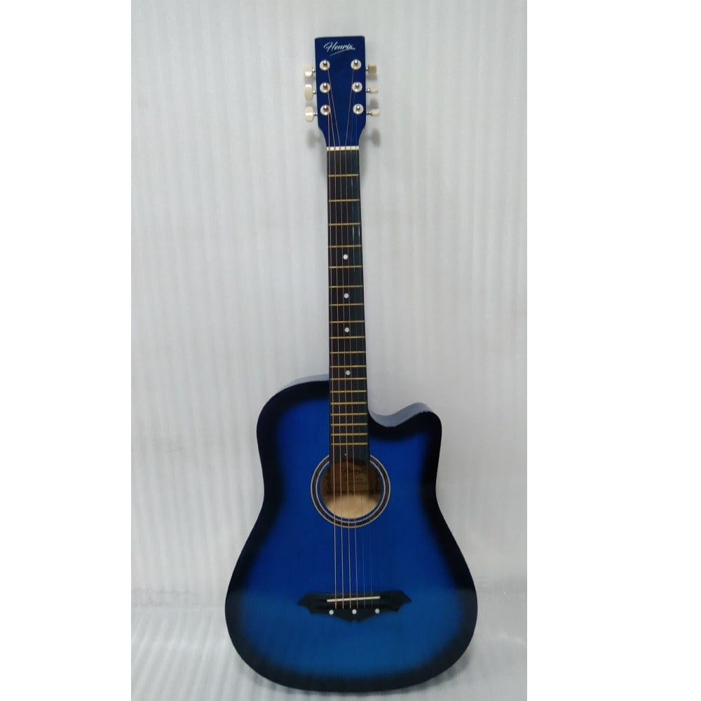 henrix acoustic guitars 202301899014 henrix 38c 38 inch cutaway acoustic guitar with dual action truss rod, gigbag, picks, string set, strap, cloth & ebook - open box b stock