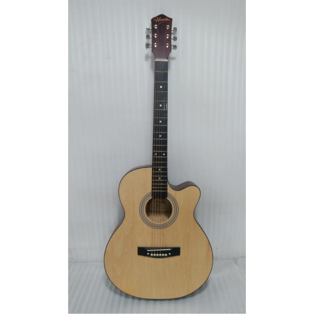 Henrix 40C 40-Inch Cutaway Acoustic Guitar with Dual Action Truss Rod, Gigbag, Picks, String Set, Strap, Cloth & Ebook - Open Box B Stock