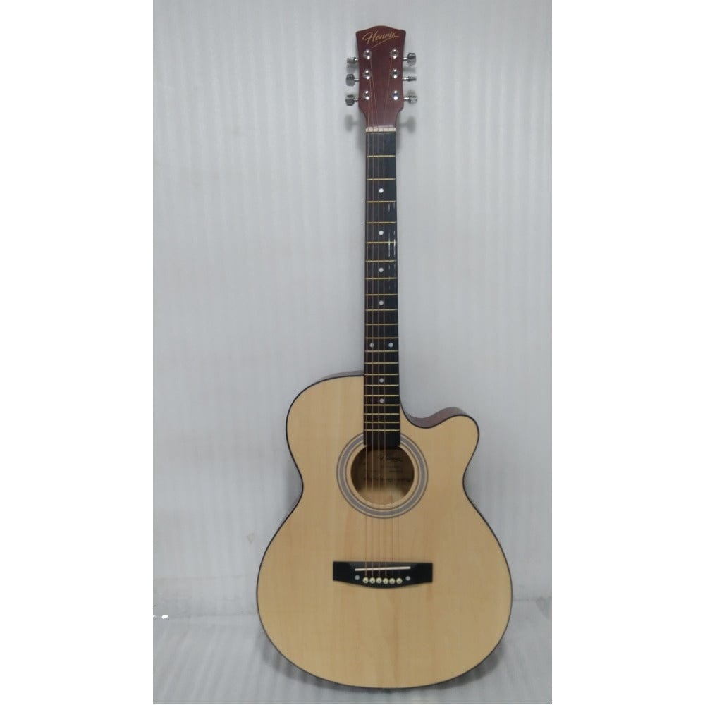 Henrix 40C 40-Inch Cutaway Acoustic Guitar with Dual Action Truss Rod, Gigbag, Picks, String Set, Strap, Cloth & Ebook - Open Box B Stock