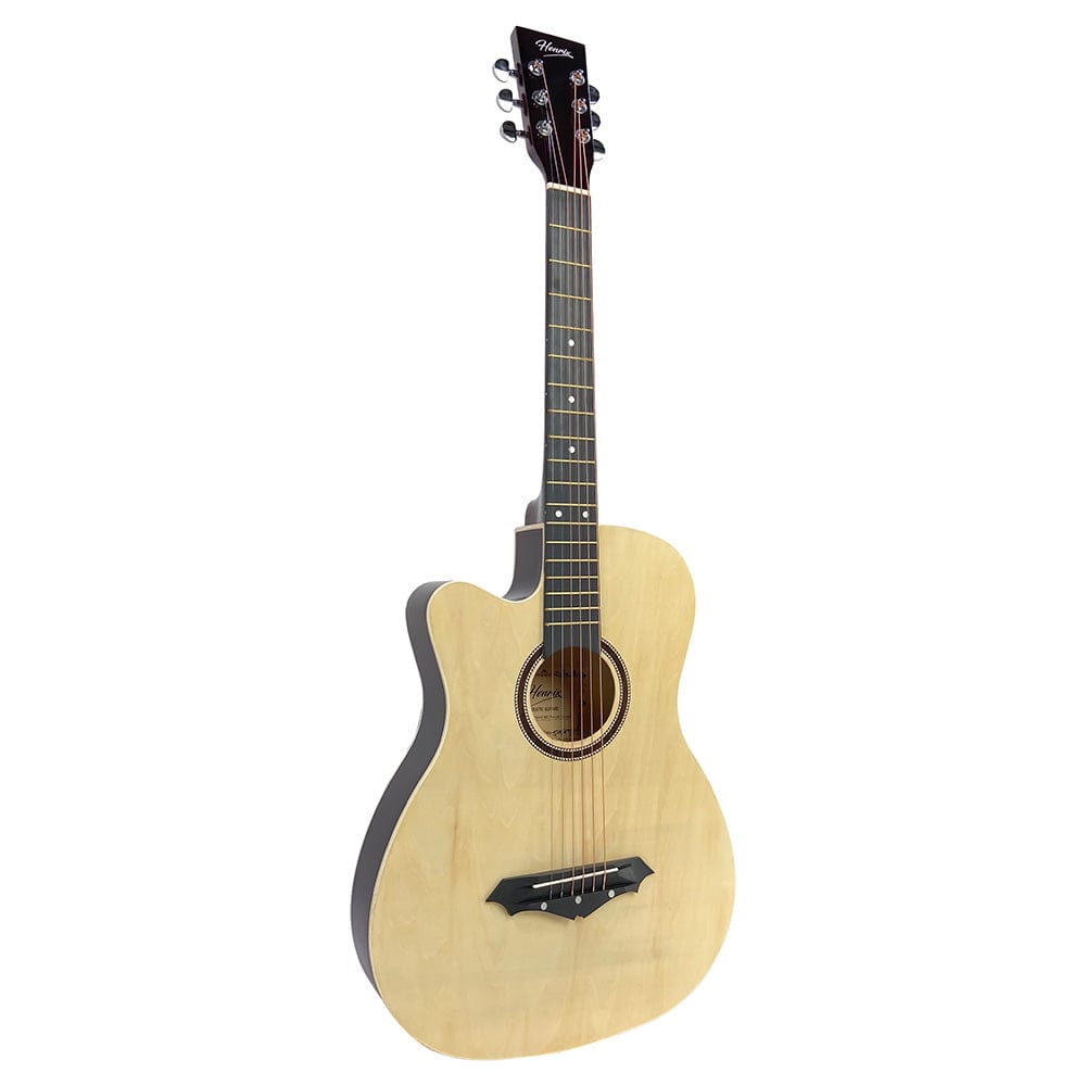 henrix acoustic guitars henrix 38c 38 inch cutaway acoustic guitar with dual action truss rod, gigbag, picks, string set, strap, cloth & ebook