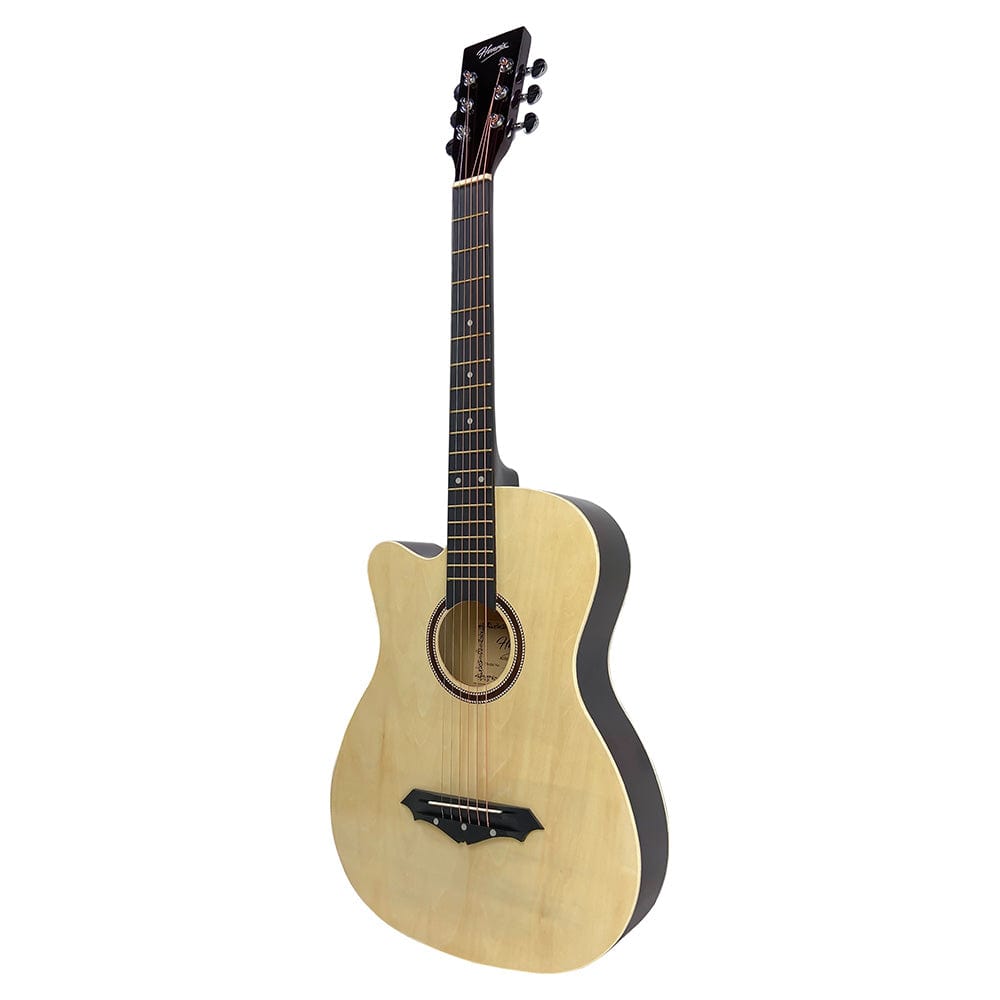 henrix acoustic guitars henrix 38c 38 inch cutaway acoustic guitar with dual action truss rod, gigbag, picks, string set, strap, cloth & ebook