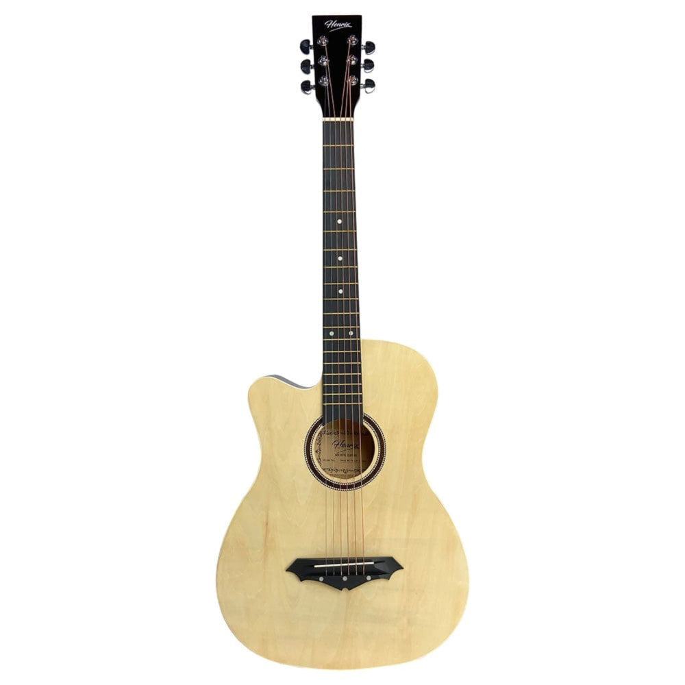henrix acoustic guitars henrix 38c 38 inch cutaway acoustic guitar with dual action truss rod, gigbag, picks, string set, strap, cloth & ebook