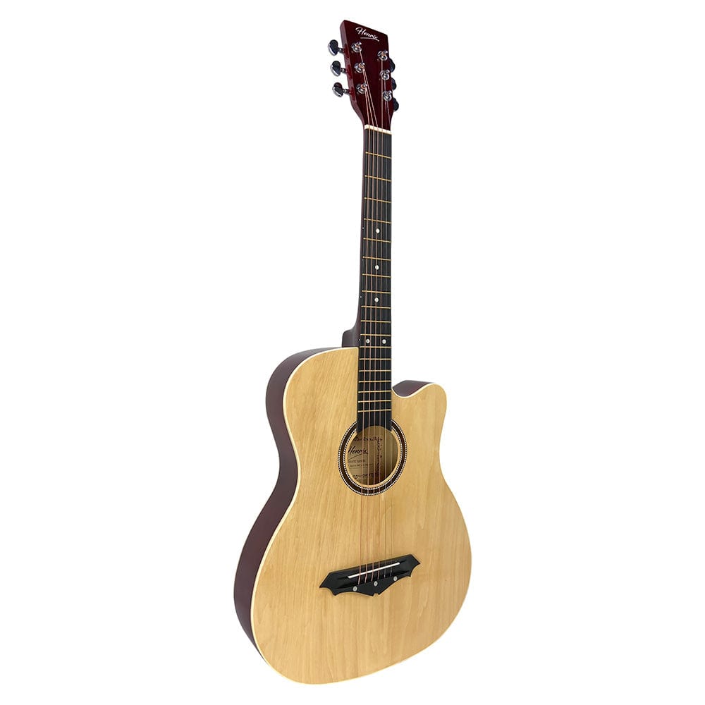 henrix acoustic guitars henrix 38c 38 inch cutaway acoustic guitar with dual action truss rod, gigbag, picks, string set, strap, cloth & ebook