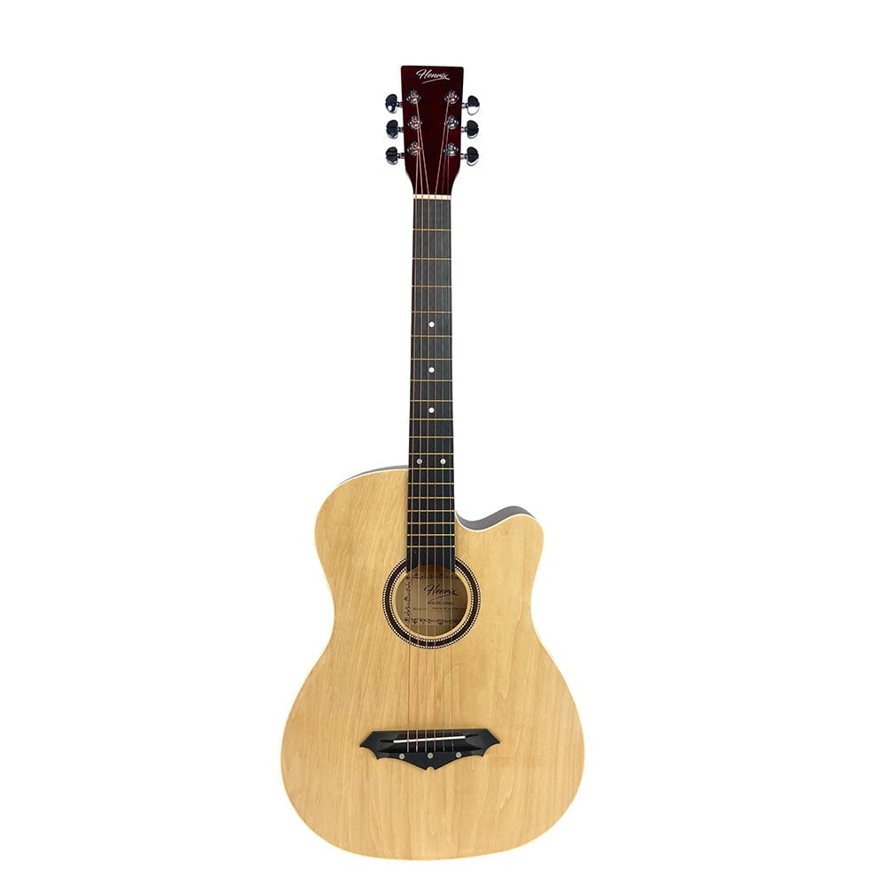 henrix acoustic guitars henrix 38c 38 inch cutaway acoustic guitar with dual action truss rod, gigbag, picks, string set, strap, cloth & ebook