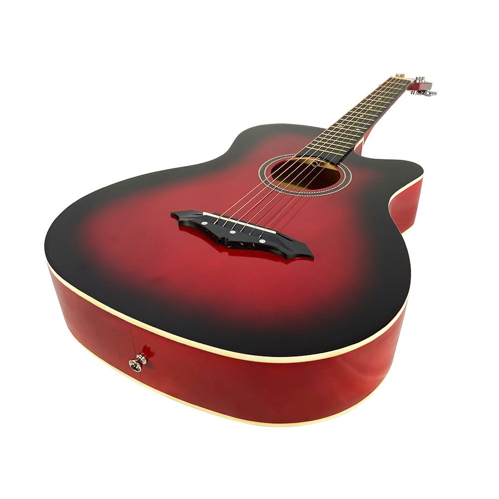 henrix acoustic guitars henrix 38c 38 inch cutaway acoustic guitar with dual action truss rod, gigbag, picks, string set, strap, cloth & ebook #model_pro,color_red-burst,orientation_right-handed