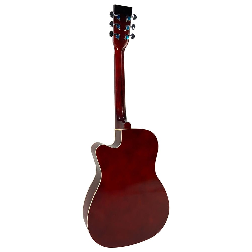 henrix acoustic guitars henrix 38c 38 inch cutaway acoustic guitar with dual action truss rod, gigbag, picks, string set, strap, cloth & ebook #model_pro,color_red-burst,orientation_right-handed