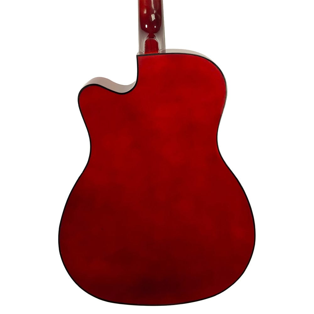 henrix acoustic guitars henrix 38c 38 inch cutaway acoustic guitar with dual action truss rod, gigbag, picks, string set, strap, cloth & ebook #model_standard,color_red,orientation_right-handed