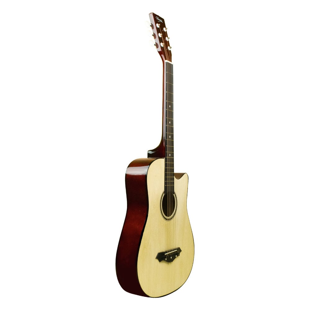 henrix acoustic guitars henrix 38c 38 inch cutaway acoustic guitar with dual action truss rod, gigbag, picks, string set, strap, cloth & ebook #model_standard,color_natural,orientation_right-handed