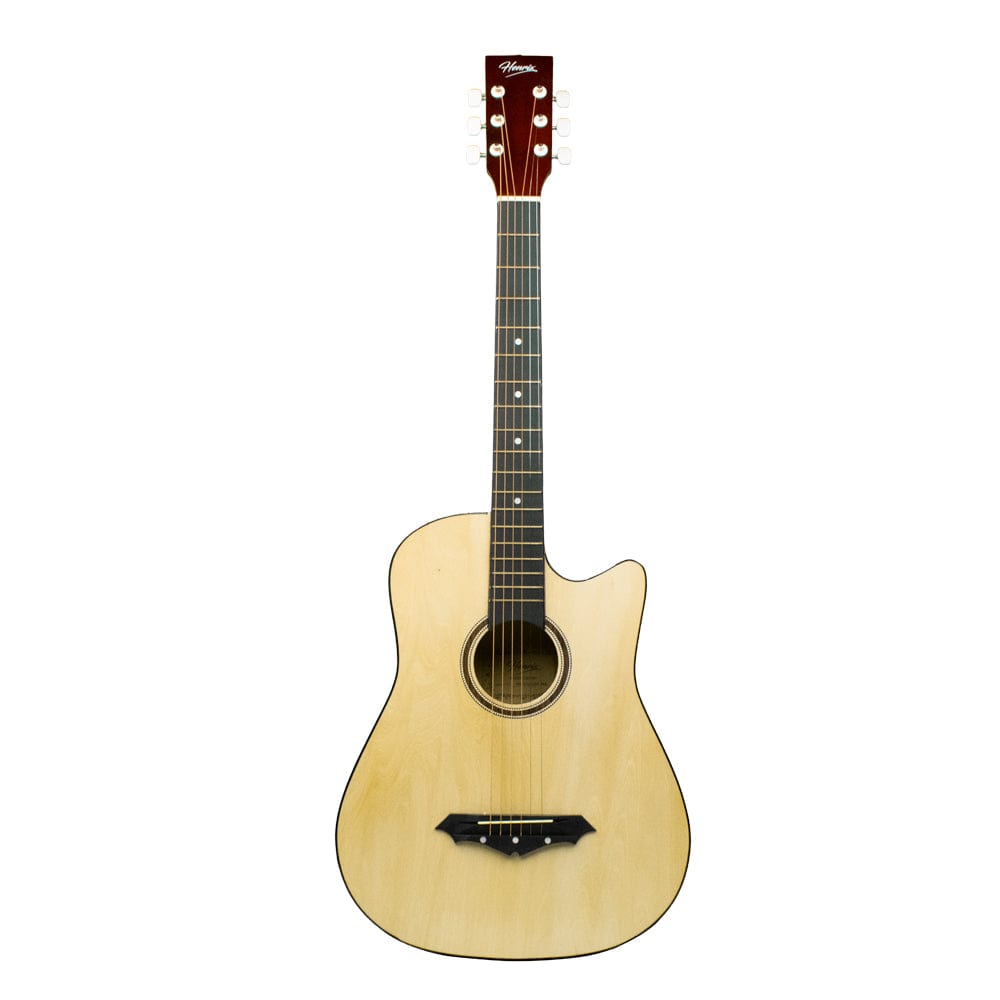 henrix acoustic guitars henrix 38c 38 inch cutaway acoustic guitar with dual action truss rod, gigbag, picks, string set, strap, cloth & ebook #model_standard,color_natural,orientation_right-handed