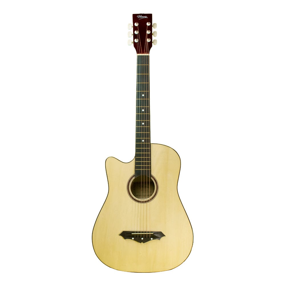 henrix acoustic guitars henrix 38c 38 inch cutaway acoustic guitar with dual action truss rod, gigbag, picks, string set, strap, cloth & ebook