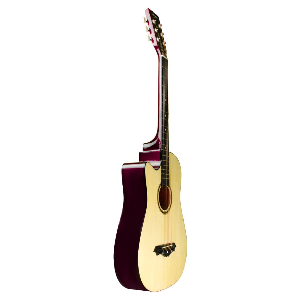 henrix acoustic guitars henrix 38c 38 inch cutaway acoustic guitar with dual action truss rod, gigbag, picks, string set, strap, cloth & ebook #model_standard,color_natural,orientation_left-handed
