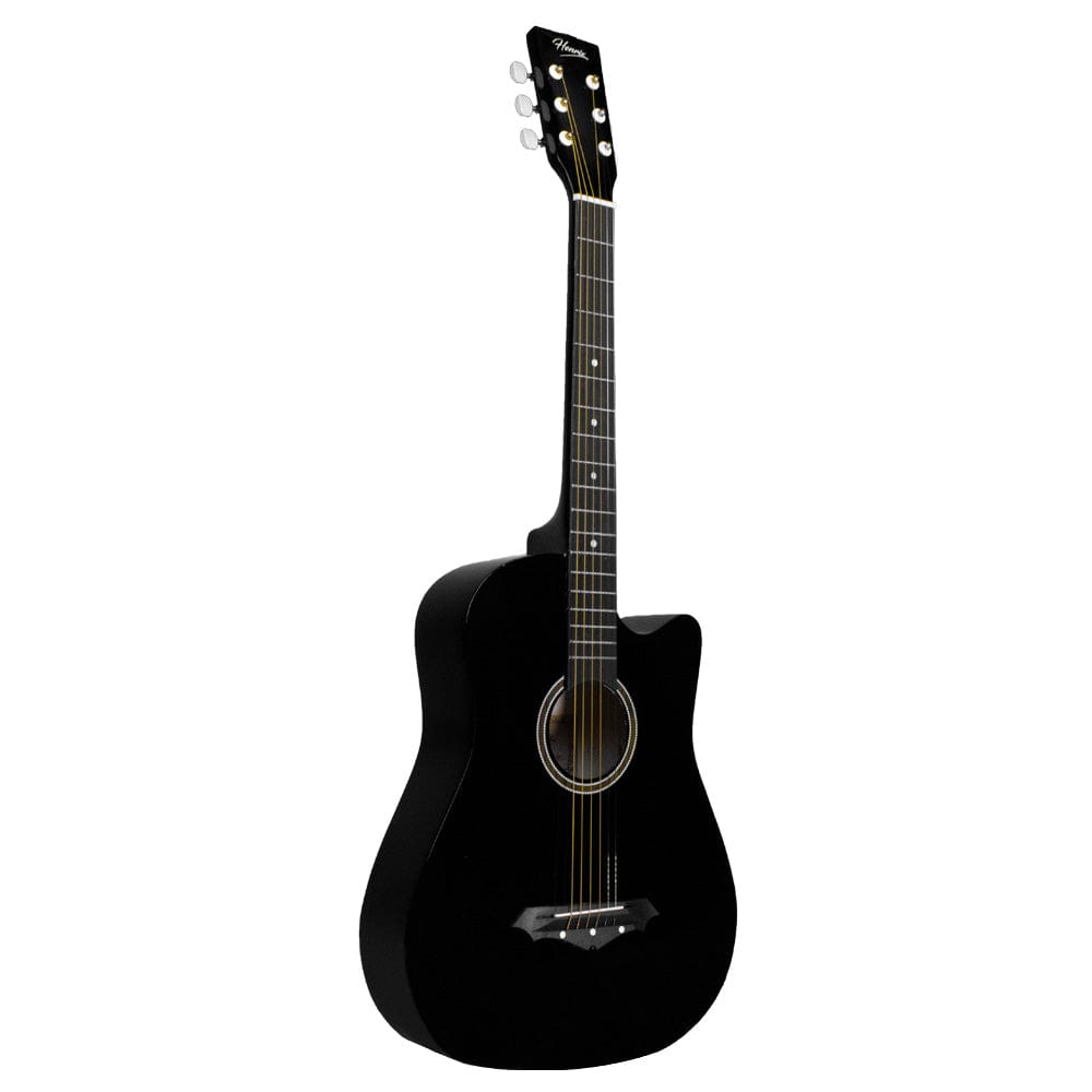 henrix acoustic guitars henrix 38c 38 inch cutaway acoustic guitar with dual action truss rod, gigbag, picks, string set, strap, cloth & ebook #model_standard,color_black,orientation_right-handed