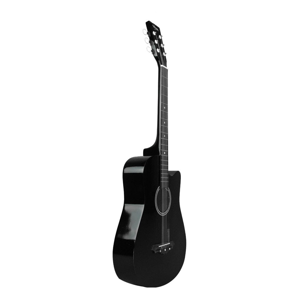 henrix acoustic guitars henrix 38c 38 inch cutaway acoustic guitar with dual action truss rod, gigbag, picks, string set, strap, cloth & ebook #model_standard,color_black,orientation_right-handed