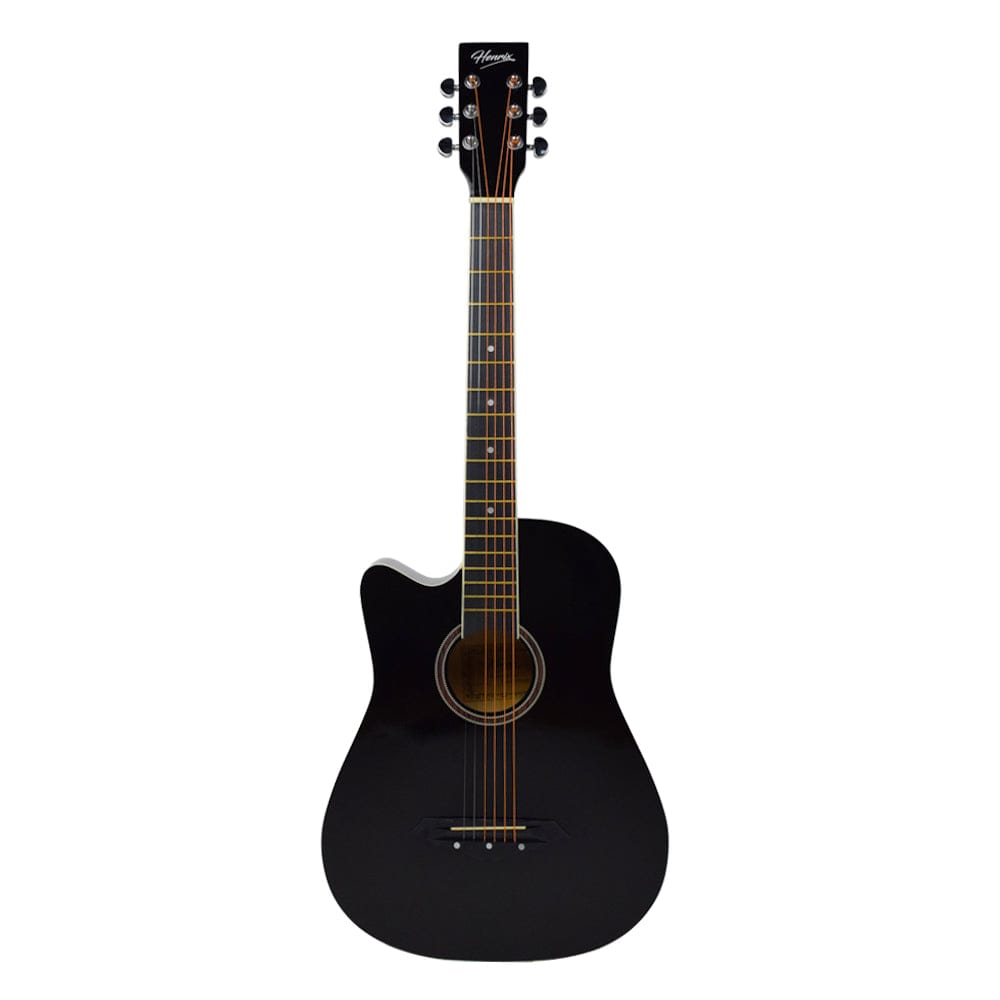 henrix acoustic guitars henrix 38c 38 inch cutaway acoustic guitar with dual action truss rod, gigbag, picks, string set, strap, cloth & ebook #model_pro,color_black,orientation_left-handed