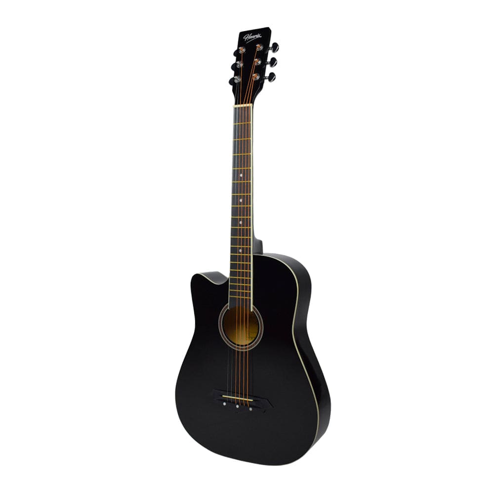 henrix acoustic guitars henrix 38c 38 inch cutaway acoustic guitar with dual action truss rod, gigbag, picks, string set, strap, cloth & ebook #model_pro,color_black,orientation_left-handed
