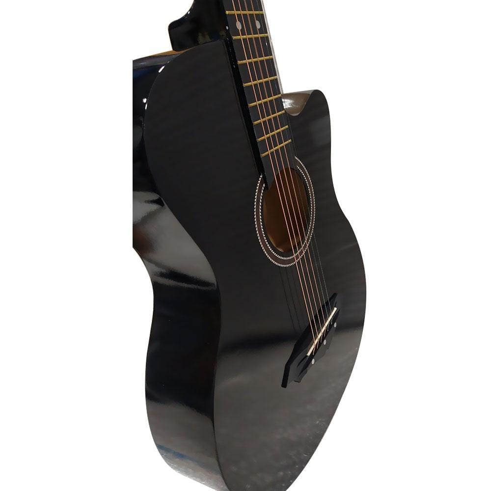 henrix acoustic guitars henrix 38c cutaway acoustic guitar - black - open box