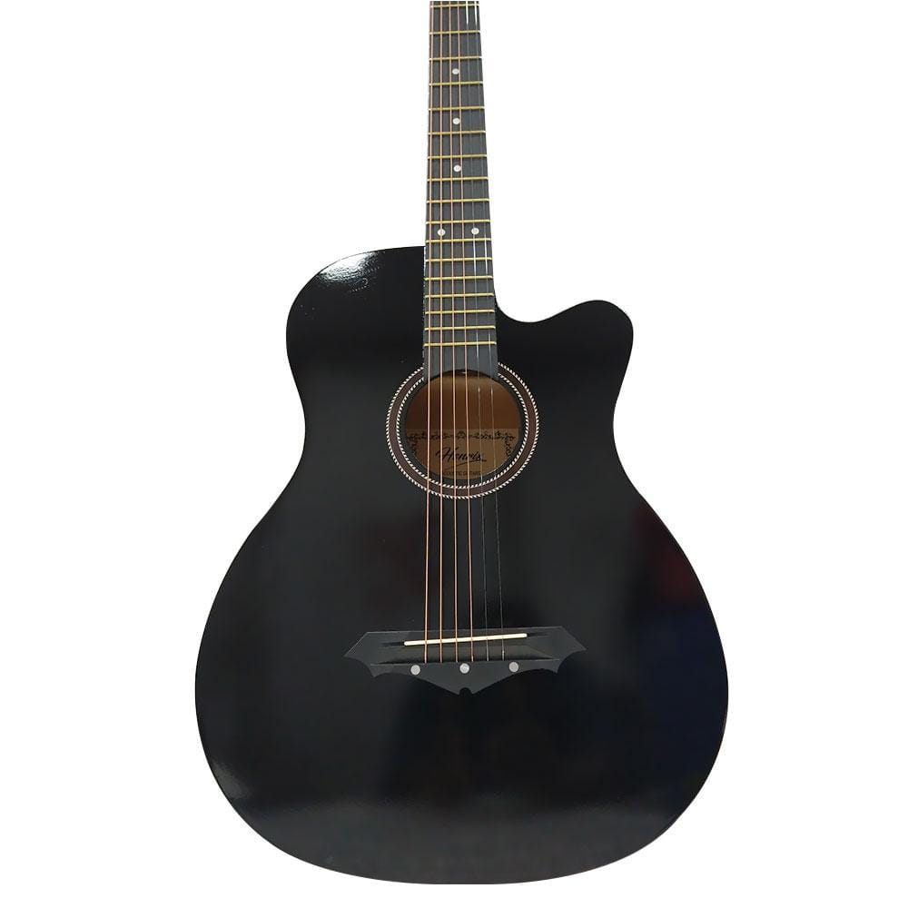 henrix acoustic guitars henrix 38c cutaway acoustic guitar - black - open box
