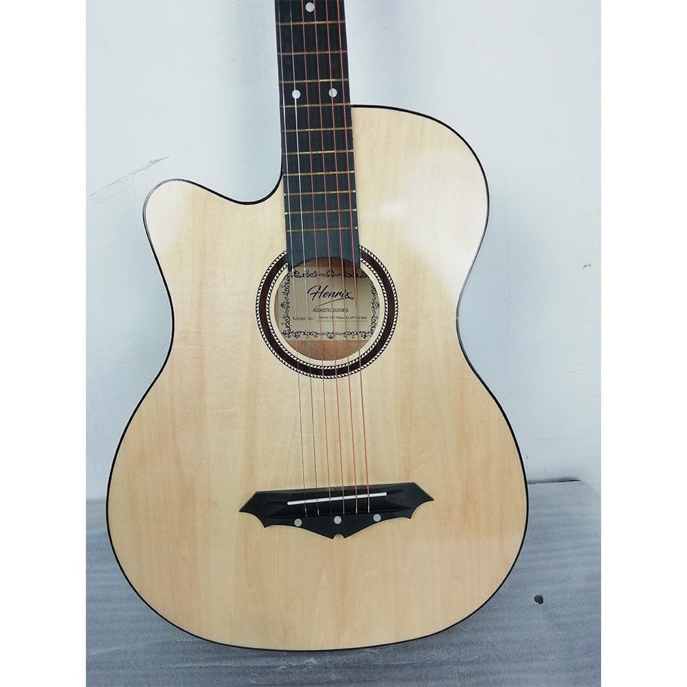 henrix acoustic guitars henrix 38c cutaway acoustic guitar with dual action truss rod, gigbag, picks, string set, strap, cloth & ebook - open box b stock #barcode_202101680654