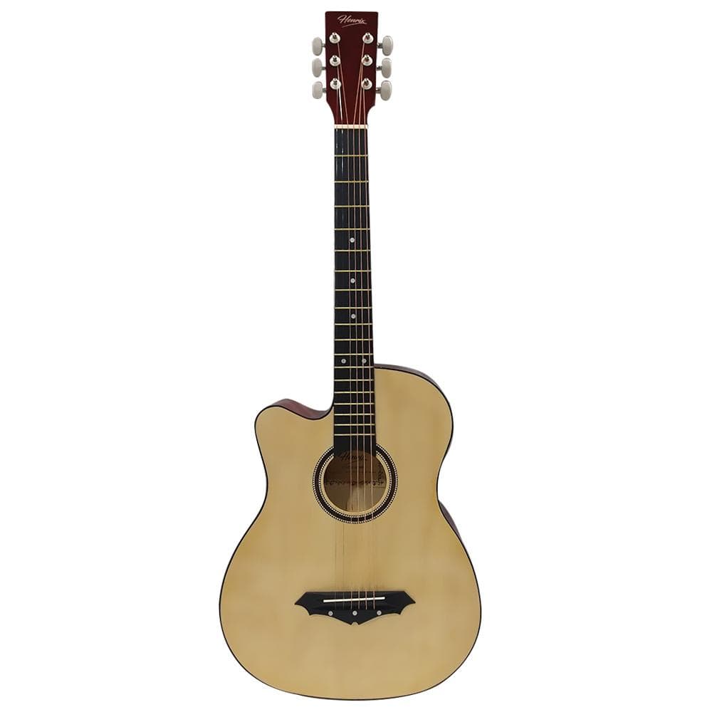 henrix acoustic guitars henrix 38c left-handed cutaway acoustic guitar with dual action truss rod, gigbag, picks, string set, strap, cloth & ebook - open box