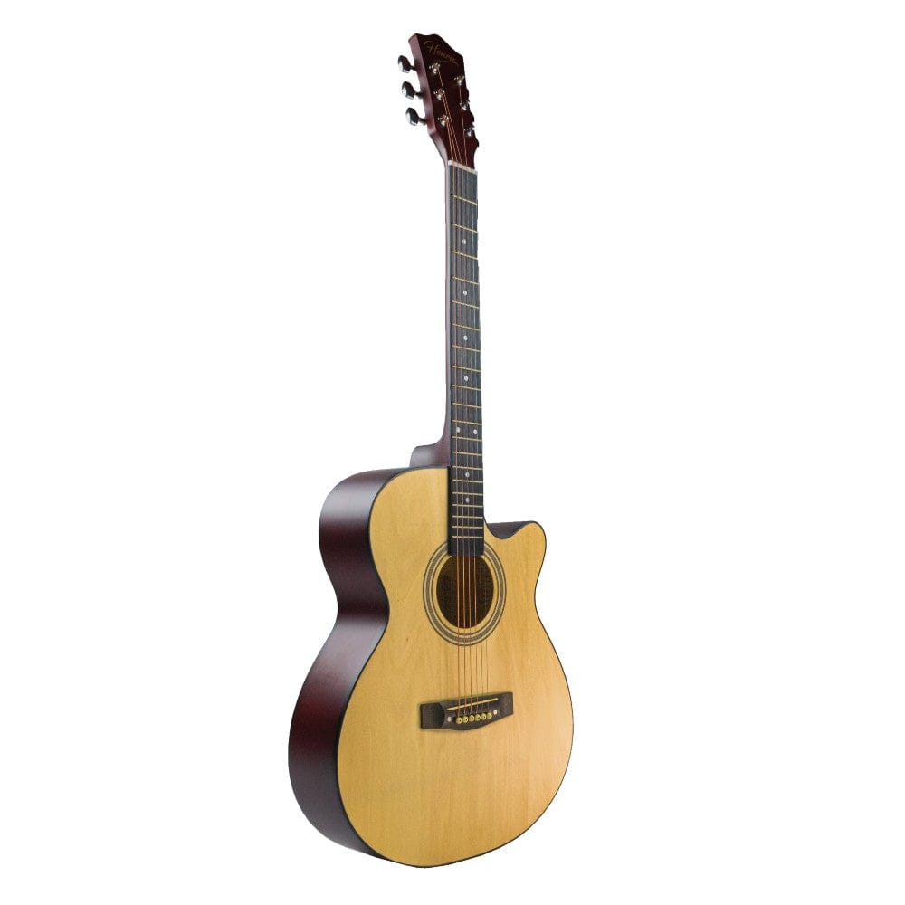 henrix acoustic guitars henrix 40c 40-inch cutaway acoustic guitar with dual action truss rod, gigbag, picks, string set, strap, cloth & ebook - open box