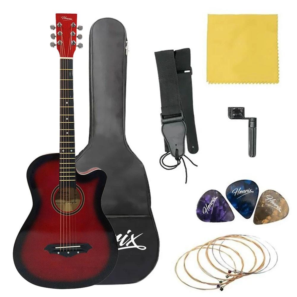 henrix acoustic guitars henrix pro 38 inch 6 string cutaway acoustic guitar - open box