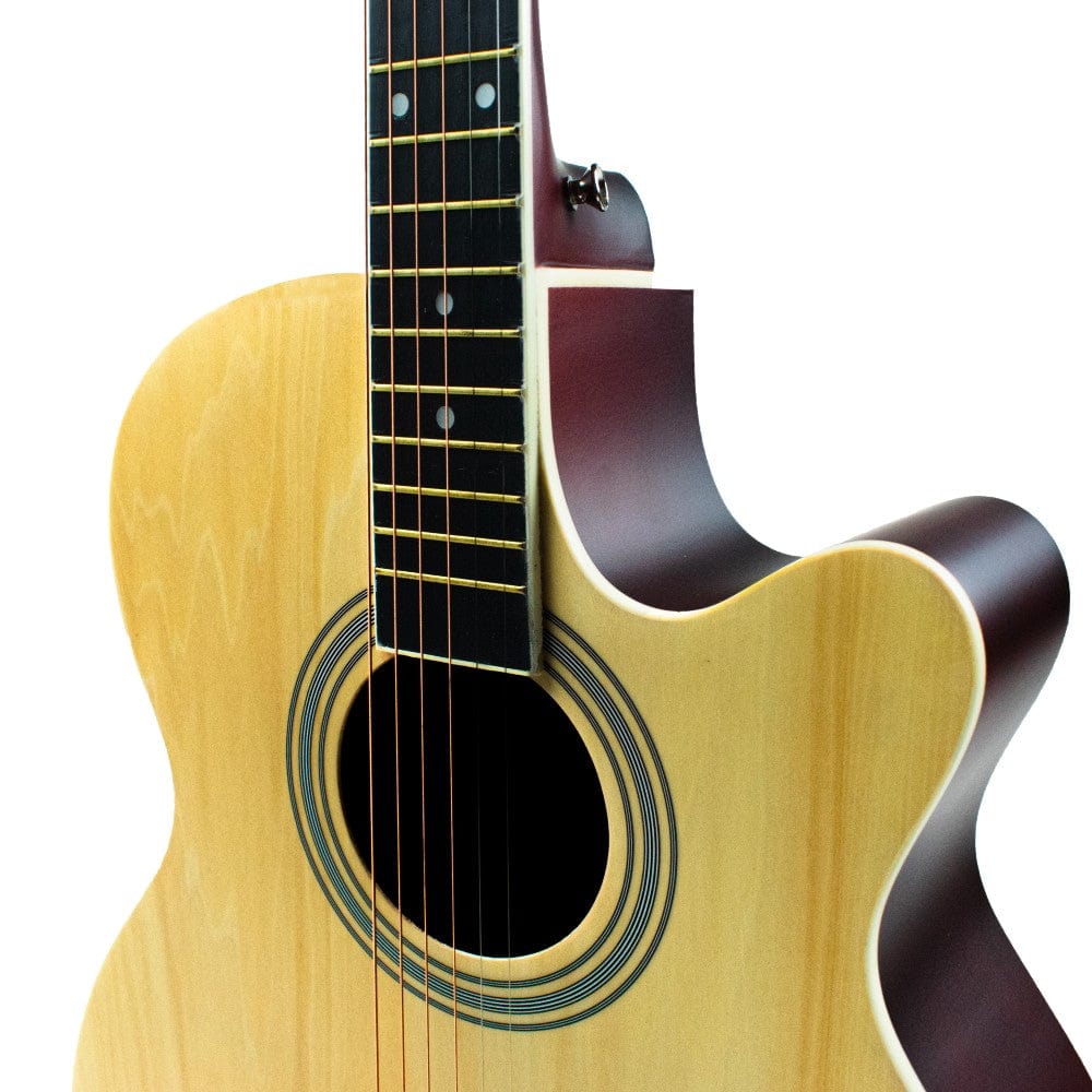henrix acoustic guitars henrix pro 40c 40-inch cutaway acoustic guitar with dual action truss rod, gigbag, picks, string set, strap, cloth & ebook
