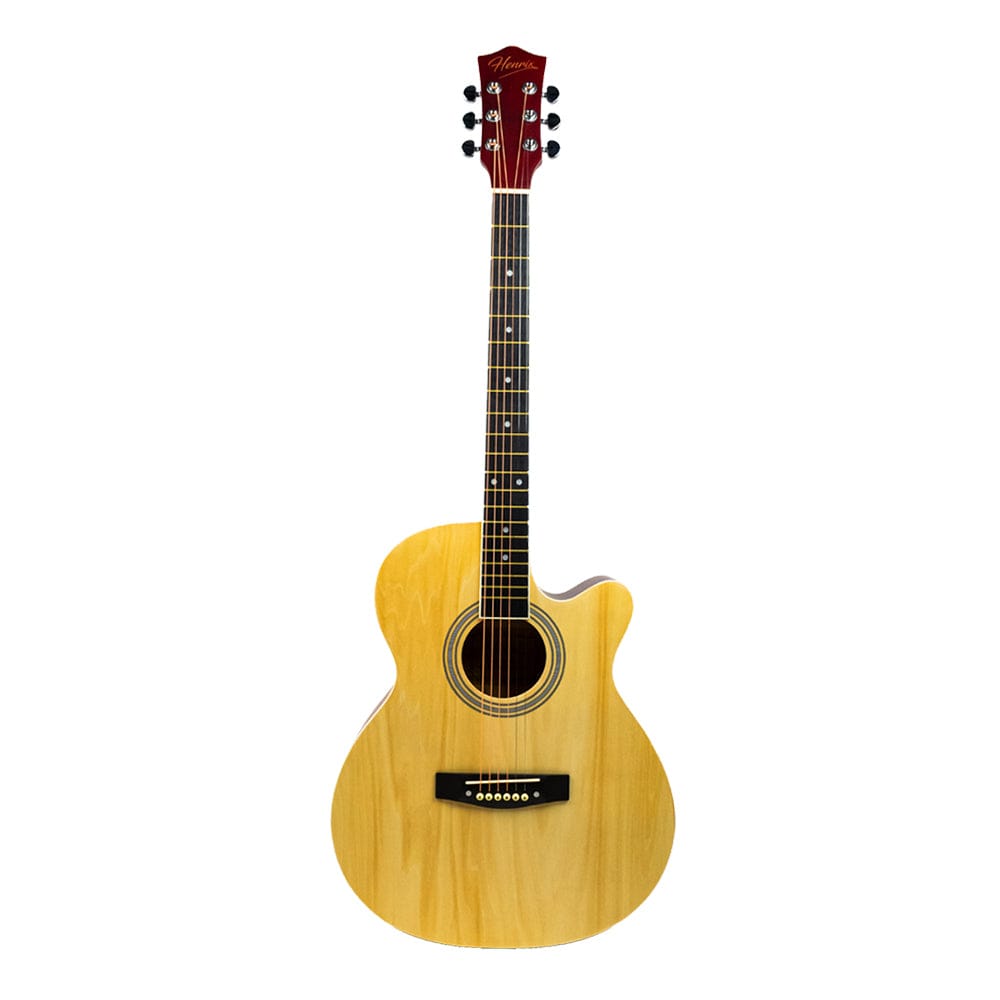 henrix acoustic guitars henrix pro 40c 40-inch cutaway acoustic guitar with dual action truss rod, gigbag, picks, string set, strap, cloth & ebook