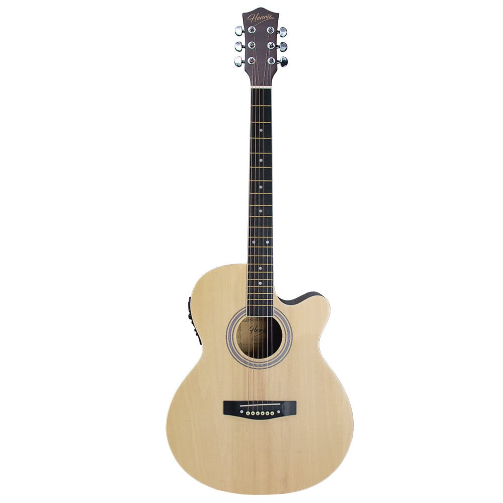 henrix acoustic guitars henrix pro 40c 40-inch cutaway acoustic guitar with dual action truss rod, gigbag, picks, string set, strap, cloth & ebook #type_electroacoustic,color_natural