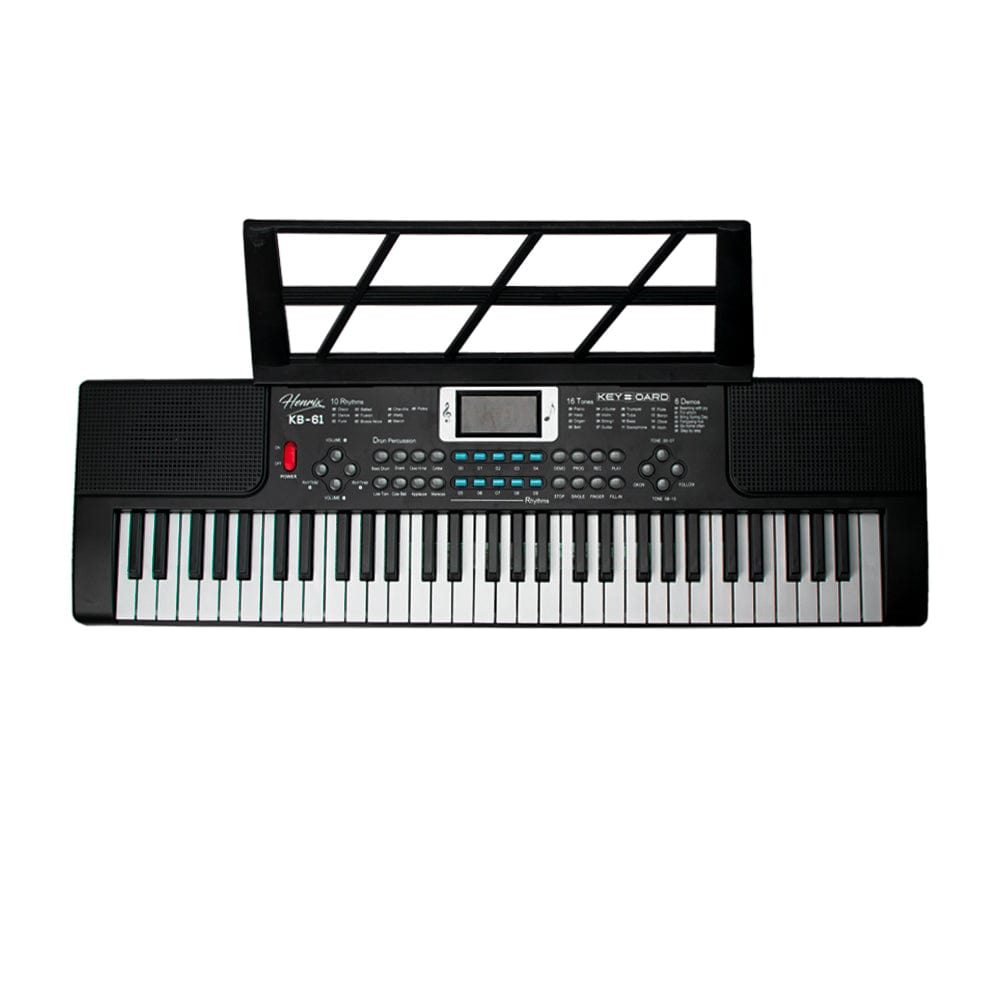 henrix portable keyboards black henrix kb-61 portable 61 mini key keyboard with adapter and microphone