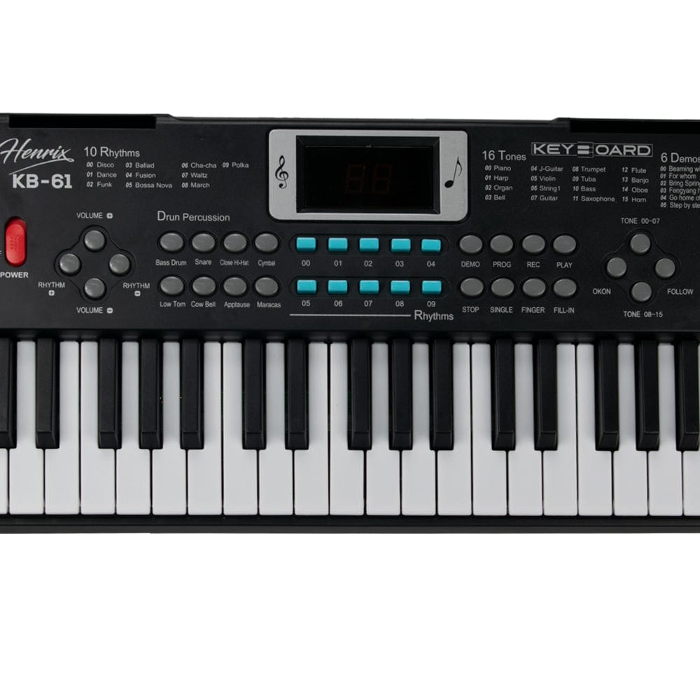 henrix portable keyboards black henrix kb-61 portable 61 mini key keyboard with adapter and microphone