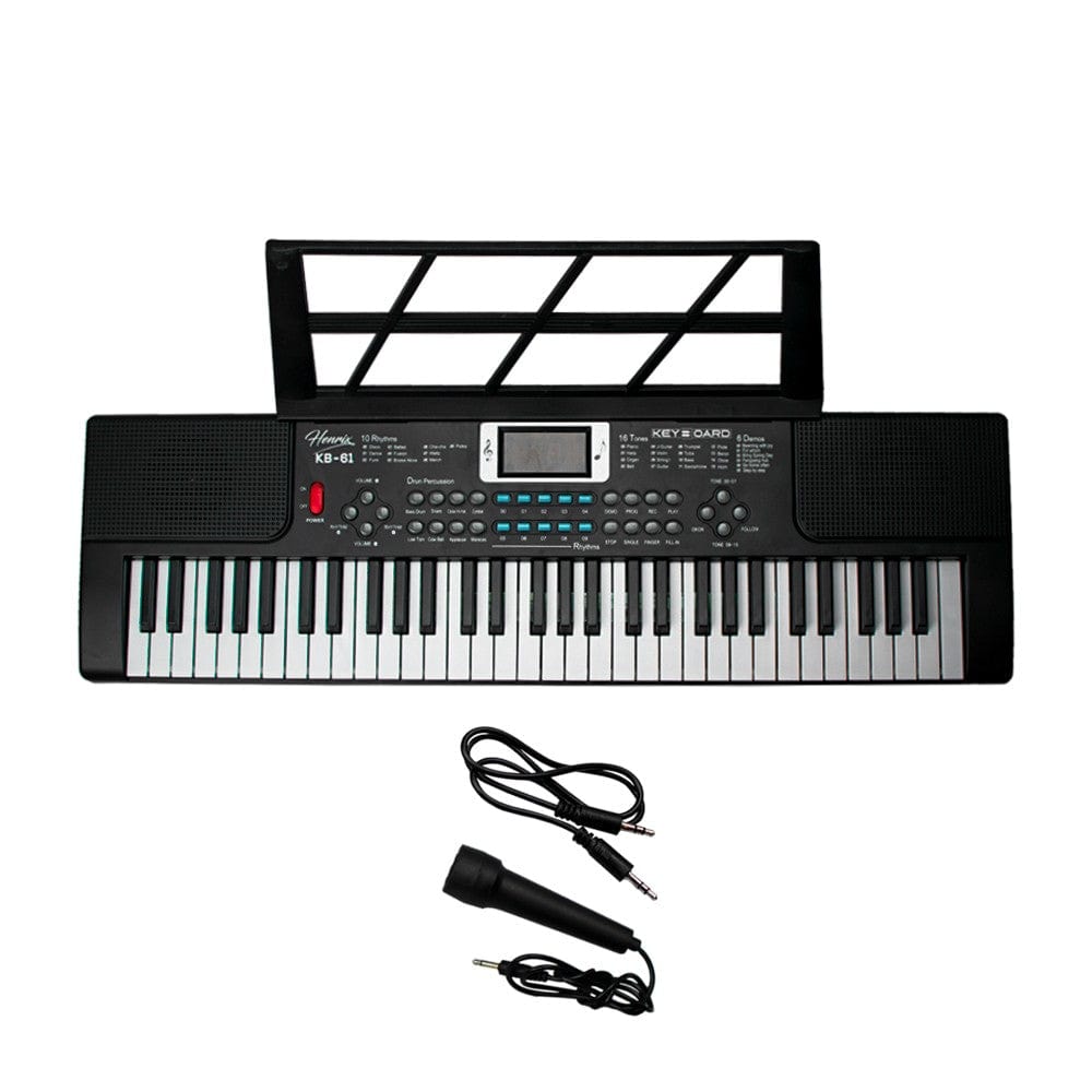 henrix portable keyboards black henrix kb-61 portable 61 mini key keyboard with adapter and microphone