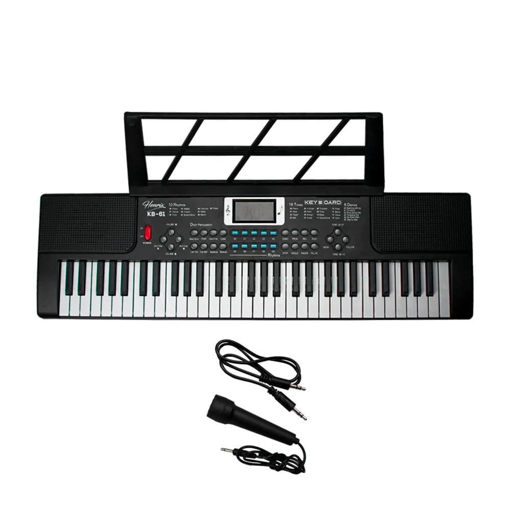 henrix portable keyboards henrix kb-61 portable 61 mini key keyboard with adapter and microphone - open box