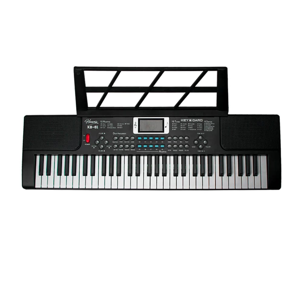 henrix portable keyboards henrix kb-61 portable 61 mini key keyboard with adapter and microphone - open box
