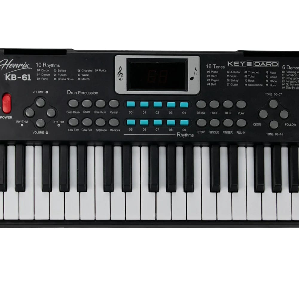 henrix portable keyboards henrix kb-61 portable 61 mini key keyboard with adapter and microphone - open box