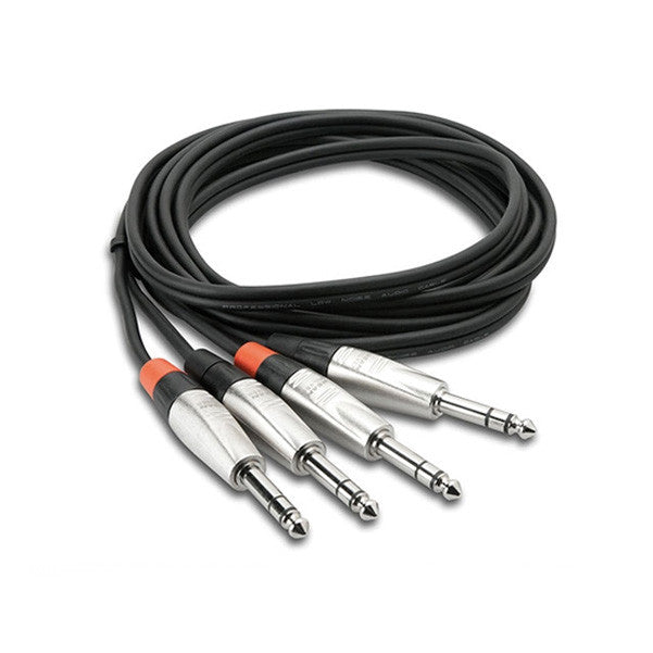 hosa cables and connectors hosa hss-010x2 audio cable, dual 1/4inch trs male to dual 1/4inch trs male stereo
