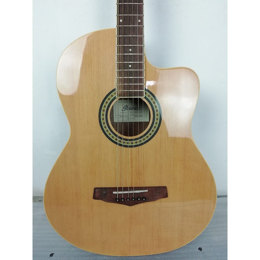 ibanez acoustic guitars ibanez md39c-nt 39 inch cutaway acoustic guitar - natural - open box b stock #barcode_202301881912