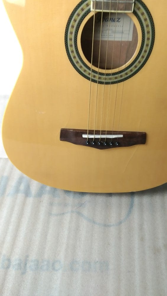 ibanez acoustic guitars ibanez md39c-nt 39 inch cutaway acoustic guitar - natural - open box b stock #barcode_202301881912