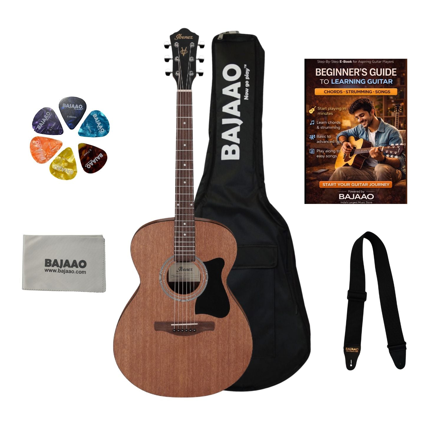 Ibanez Acoustic Guitars Open Pore Natural / Bundle Ibanez VC44 V Series 6 String Acoustic Guitar