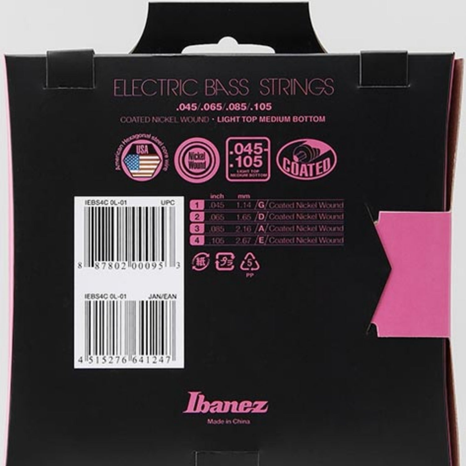 Ibanez Bass Guitar Strings Ibanez IEBS4C Bass Guitar Strings - Light Top Medium Bottom, 45 - 105