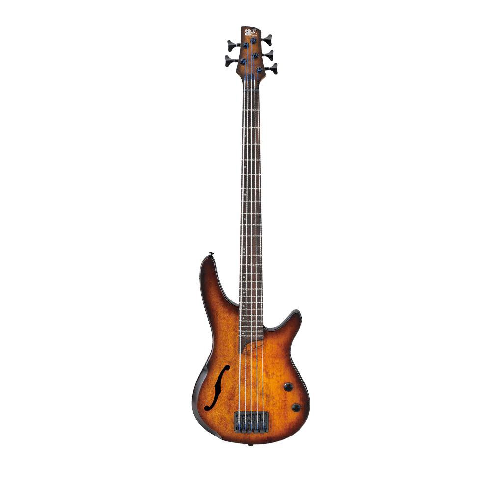 ibanez bass guitars ibanez srh505 5-string hollow body bass guitar - panga panga fretboard - dragon eye burst flat