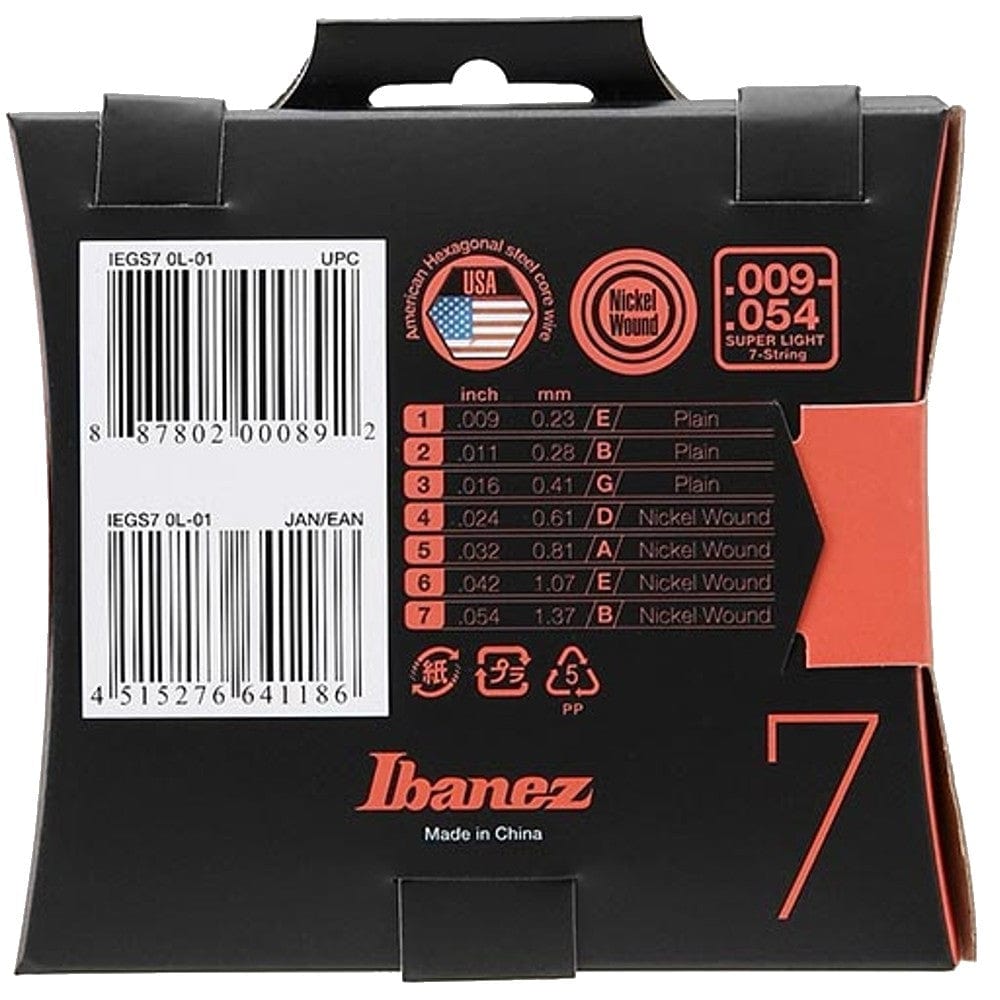 ibanez electric guitar strings ibanez iegs7 electric guitar 7-string set 9-54