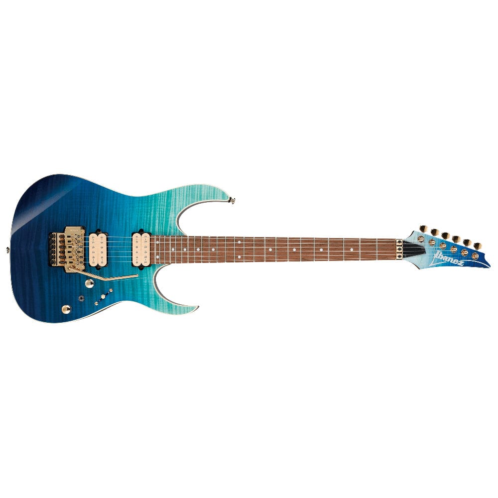 ibanez electric guitars blue reef gradation ibanez rg420hpfm rg standard 6 string electric guitar - blue reef gradation