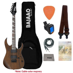 Ibanez Electric Guitars Bundles Walnut Flat Ibanez GRG121DX RG Gio Series Electric Guitar with Gigbag, Tuner, Strap, Picks, Polishing Cloth, Cable & E-Book