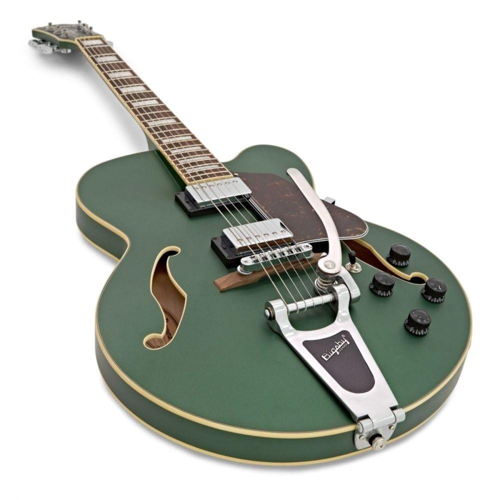 ibanez electric guitars ibanez afs75t-mgf artcore electric guitar- metallic green flat